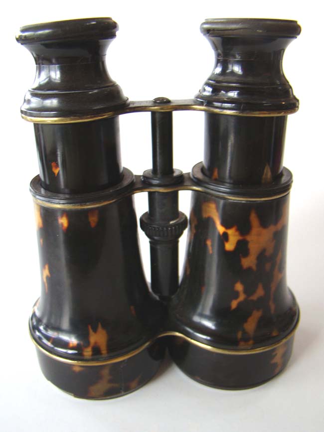 A 19th century pair of tortoiseshell mounted binoculars circa 1870